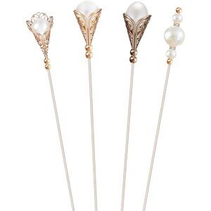 Women Men Pearl Hat Pins Set Elegant Vintage Brooches for Formal Wear